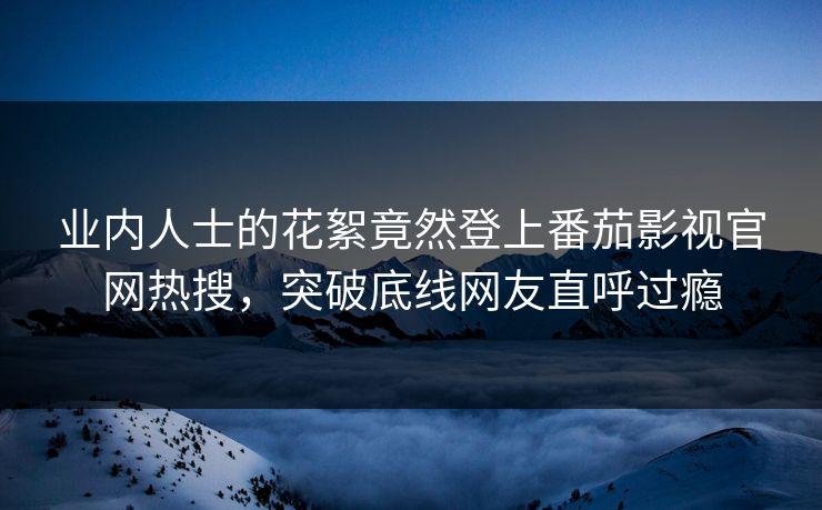 业内人士的花絮竟然登上番茄影视官网热搜，突破底线网友直呼过瘾