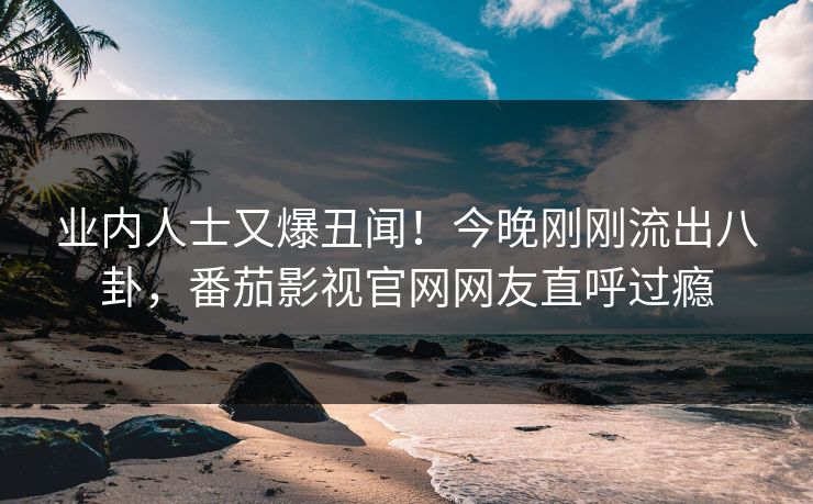 业内人士又爆丑闻！今晚刚刚流出八卦，番茄影视官网网友直呼过瘾
