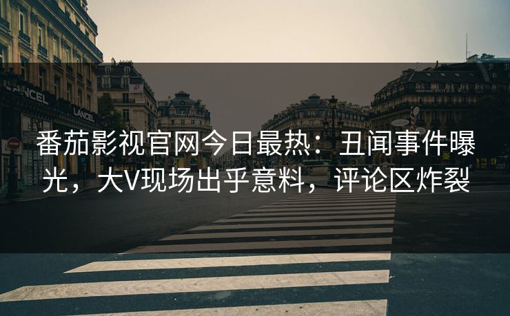 番茄影视官网今日最热：丑闻事件曝光，大V现场出乎意料，评论区炸裂