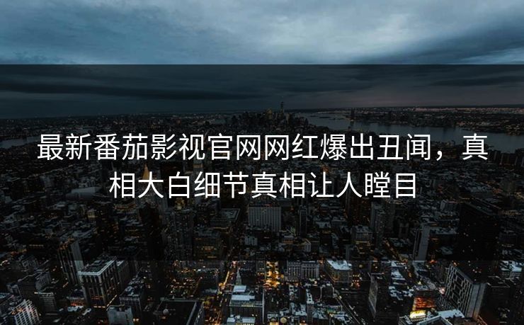 最新番茄影视官网网红爆出丑闻，真相大白细节真相让人瞠目