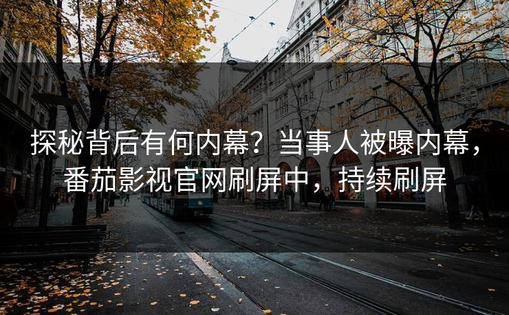 探秘背后有何内幕？当事人被曝内幕，番茄影视官网刷屏中，持续刷屏