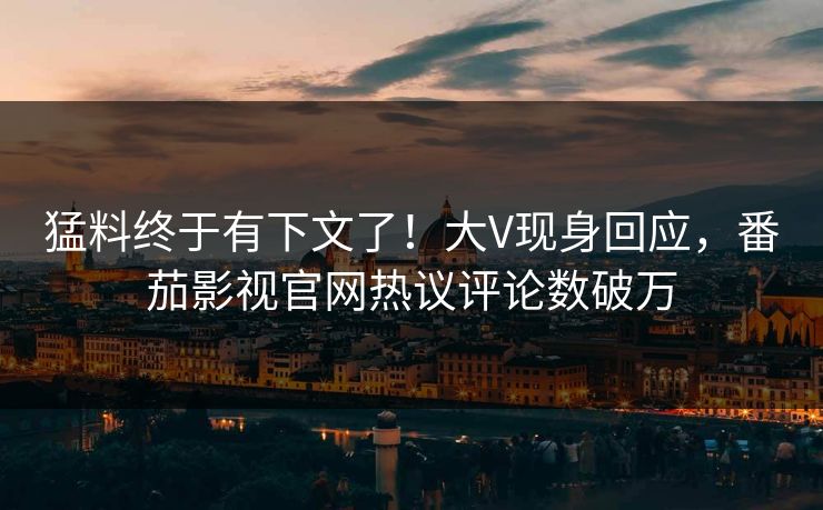 猛料终于有下文了！大V现身回应，番茄影视官网热议评论数破万