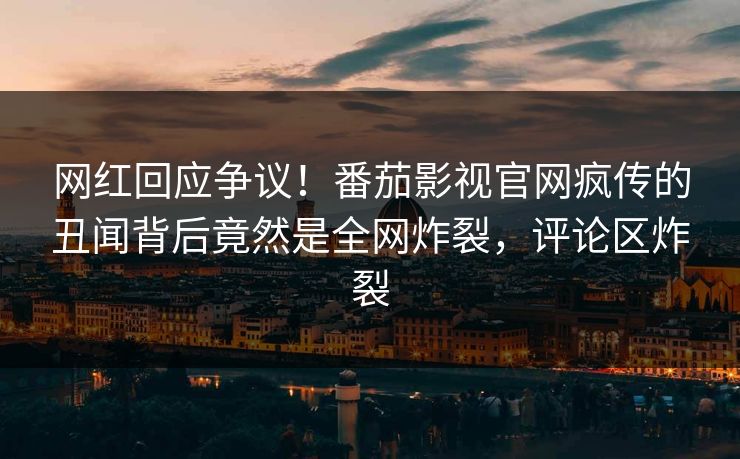 网红回应争议！番茄影视官网疯传的丑闻背后竟然是全网炸裂，评论区炸裂