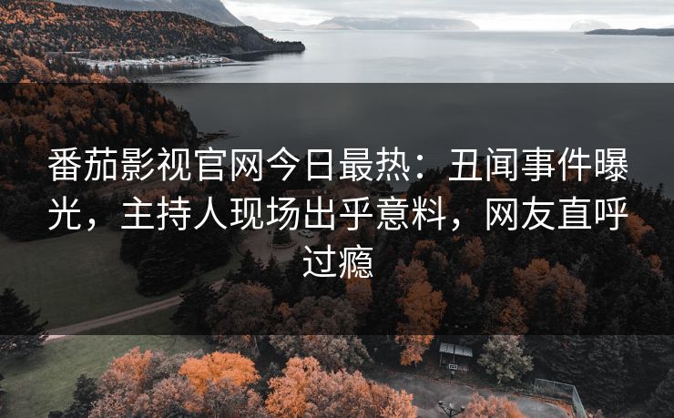 番茄影视官网今日最热：丑闻事件曝光，主持人现场出乎意料，网友直呼过瘾