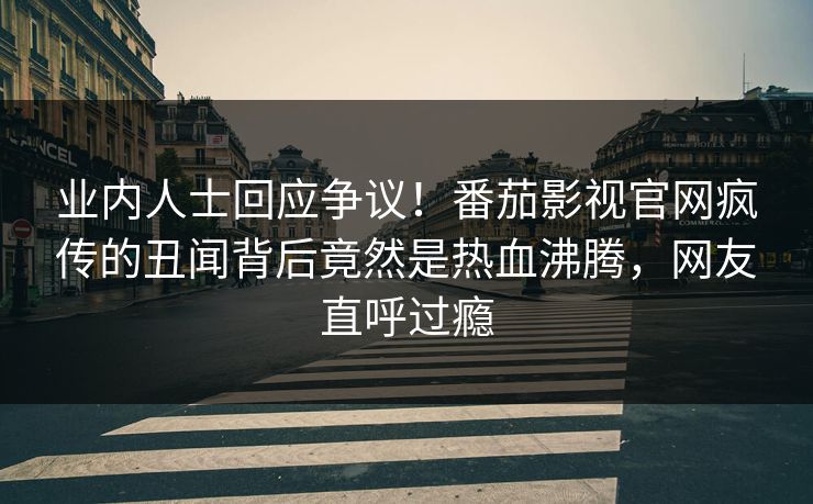 业内人士回应争议！番茄影视官网疯传的丑闻背后竟然是热血沸腾，网友直呼过瘾